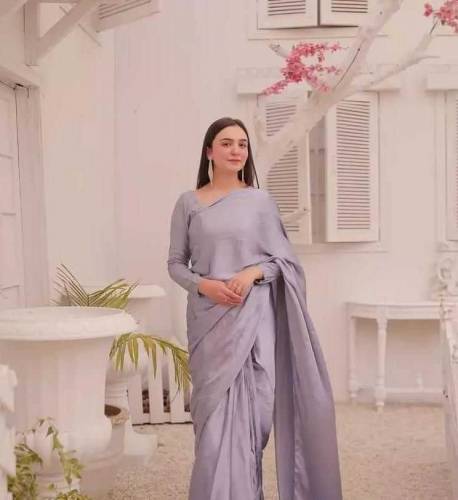 women's unstitched silk plane saree 