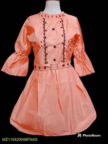 2pcs women stitched cotton plain frock and trouser 