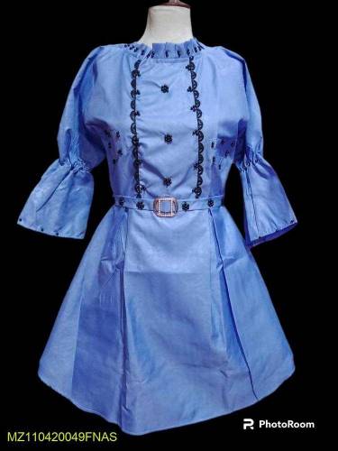 2pcs women stitched cotton plain frock and trouser 