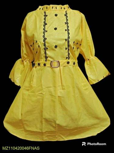 2pcs women stitched cotton plain frock and trouser 