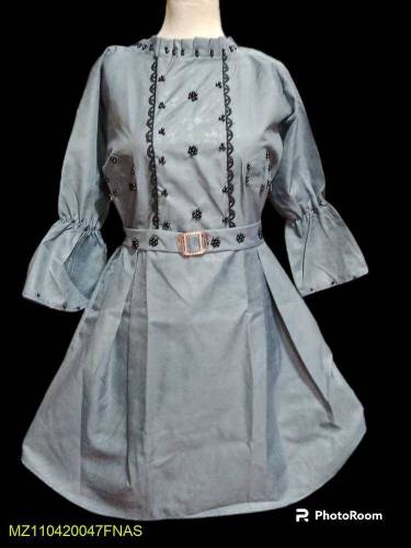 2pcs women stitched cotton plain frock and trouser 