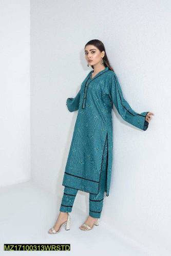 2 Piece Women's Unstitched Khaddar Embroidered Suit