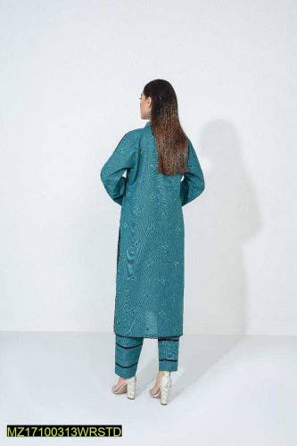 2 Piece Women's Unstitched Khaddar Embroidered Suit