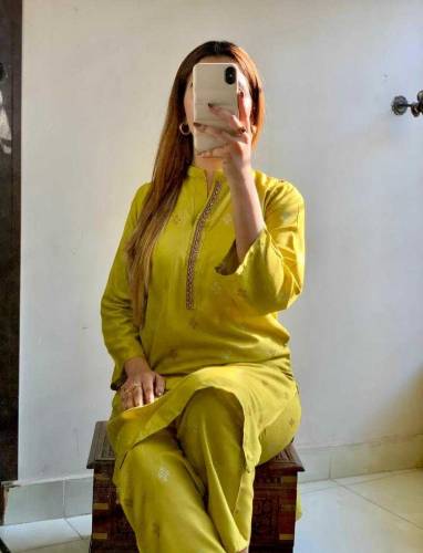 2 pcs women stitched linen block printed shirt and trouser 