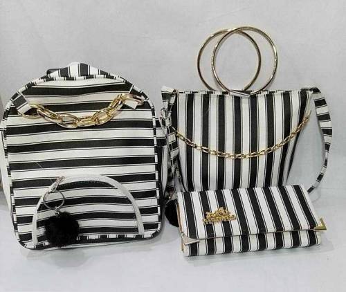 3 Pcs Women's/ Girl's PU Leather Plain Shoulder Bag 