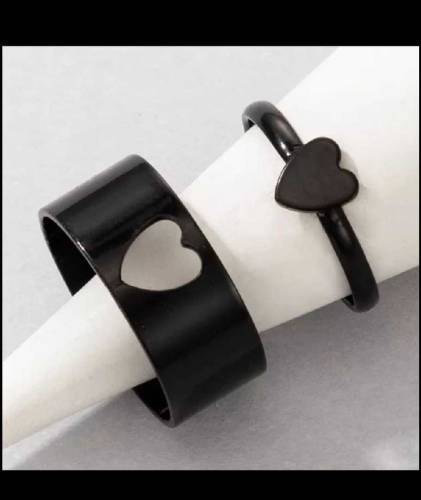 2pcs trendy couple heart ring