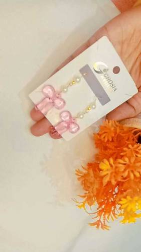 pink bow earrings
