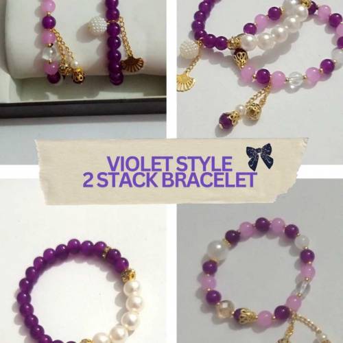 violet style bracelet 💜 stacked bracelet Korean style +free gift 🎁