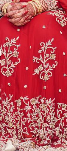 pure work bridal dress chiffon lehnga choli dopata