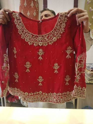 pure work bridal dress chiffon lehnga choli dopata