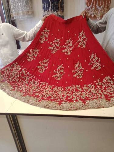 pure work bridal dress chiffon lehnga choli dopata