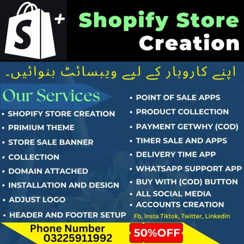 Shopify Complete store creation With 114 Days Free Trail attached page