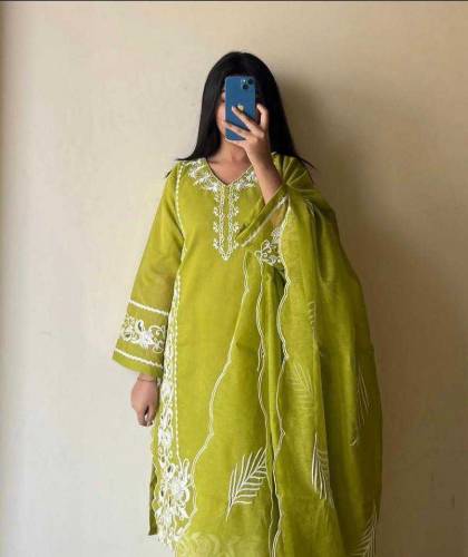 3pcs women stitched organza embroidered suit 