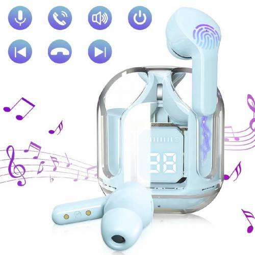 Air31 Earbuds Wireless Crystal Transparent Bluetooth 5.3 LED Digital D