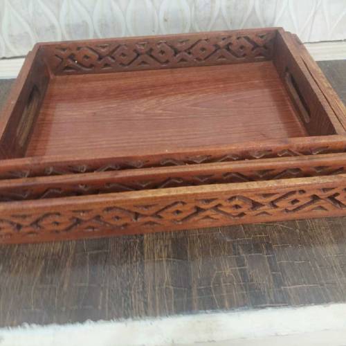 Laser cut Wooden Tray Set of 3 