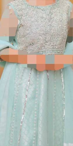 Intricately designed net dress with exquisite handmade work.