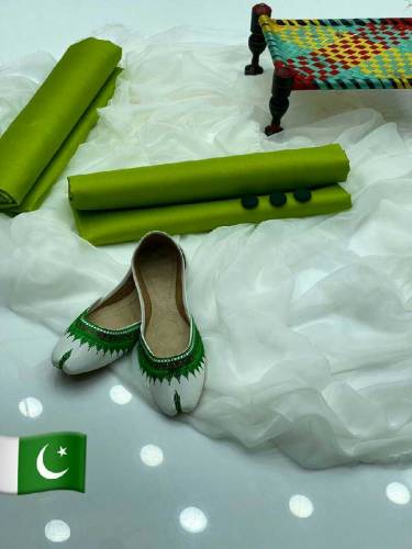 Beautiful Chiffon Dupatta,Cotton Silk Shirt & Trouser Khusa Gift 