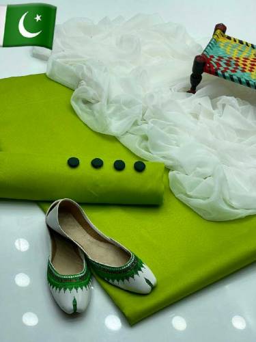 Beautiful Chiffon Dupatta,Cotton Silk Shirt & Trouser Khusa Gift 