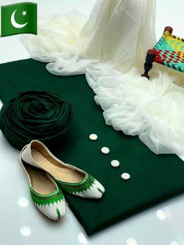 Beautiful Chiffon Dupatta,Cotton Silk Shirt & Trouser Khusa Gift 