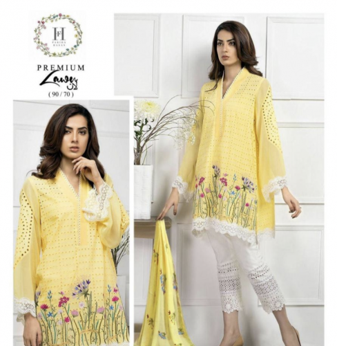 3pc women unstiched lawn suit