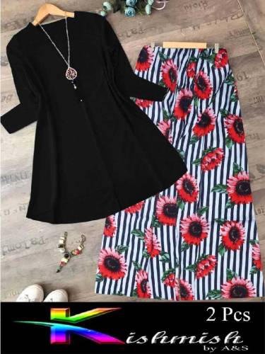 Rozana Printed 2-Pcs Stiched Suit. Fabric Boski Linen With Self Print 