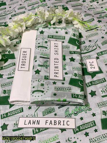 Azadi Unstiched Lawn Suit unstiched 2 piece 