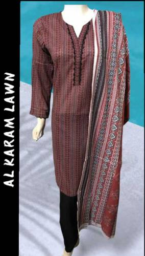 orignal Al AKRAM lown stitchi three piece suth