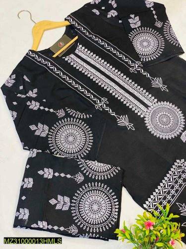 2 Piece Women's Stitched Lawn Printed Shirt and Trouser 
