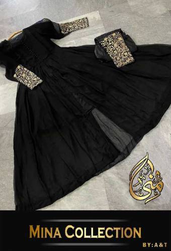 sleeves embroidered chiffon maxi 2pcs 