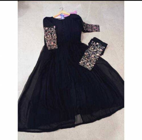 sleeves embroidered chiffon maxi 2pcs 