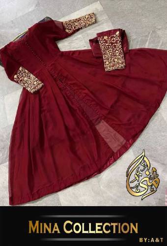 sleeves embroidered chiffon maxi 2pcs 