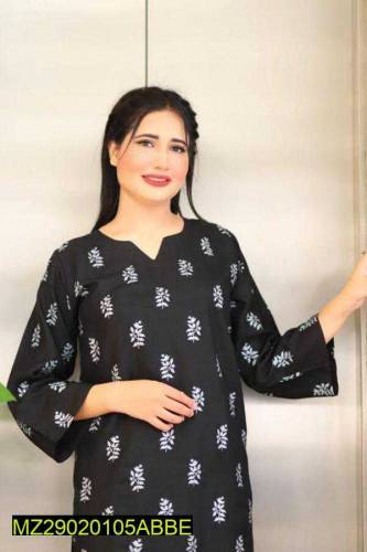 2 PCs Woman Stiched Arabic suit with black Trouser