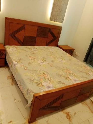 Double bed with side table