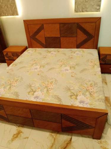 Double bed with side table