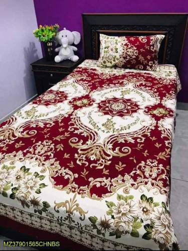 2 PCs Cotton printed single bedsheet