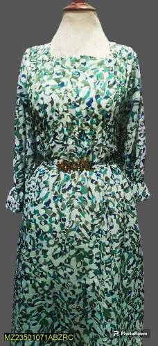 1 Pc Women's stitched printed Shiffon Maxi