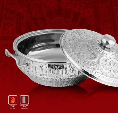 Stainless Steel Shahi Design Naqshi Hot pot set 3 pcs