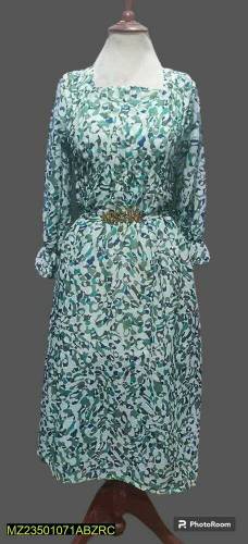 1 Pc Women's stitched printed Shiffon Maxi