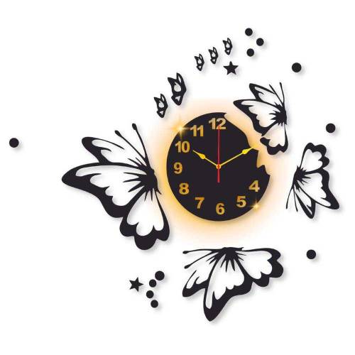 Butterfly Laminated Wall Clock with Blacklight