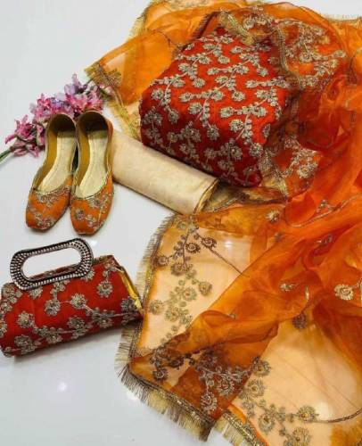 ﷽*🆕 05 piece Collection⁴**New Heavy Embroidery Nag Jaal Chiffon