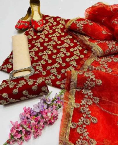 ﷽*🆕 05 piece Collection⁴**New Heavy Embroidery Nag Jaal Chiffon