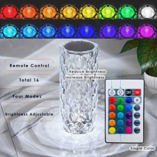 Rechargeable diamond crystal table lamp