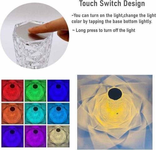 Rechargeable diamond crystal table lamp