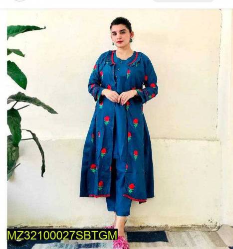 silk fancey gown 3pc women's stiched 