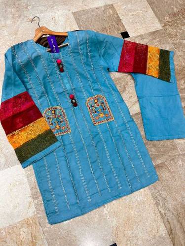 beautiful cotton shirt with organza sleeves 2pcs l