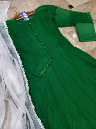 Four Side Lace Dupatta With Long Flare Border Lace Maxi 3Pcs 