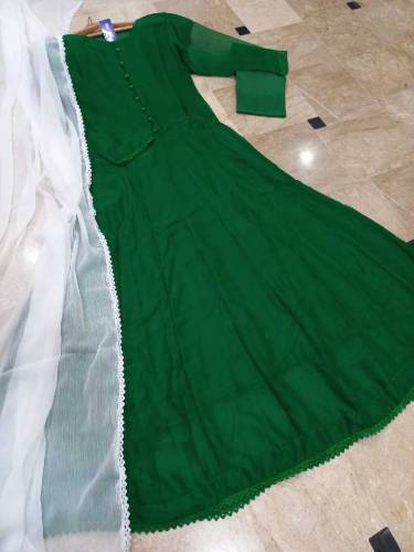 Four Side Lace Dupatta With Long Flare Border Lace Maxi 3Pcs 