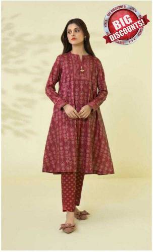 2pcs unstitched women lawn printed suit 