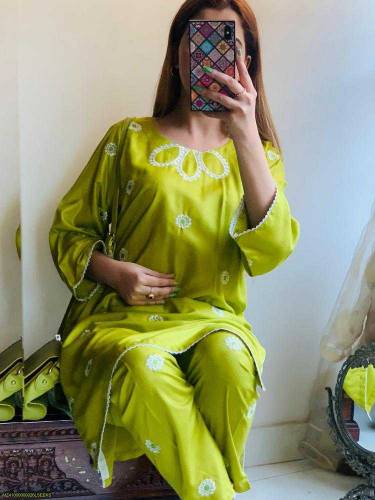 2pcs Women's Stitched cotton printed Shirt and trouser