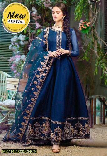 3 pcs Women's Stitched Chiffon Embroidered Maxi